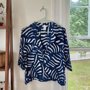 Oversized resort tropical shirt blue